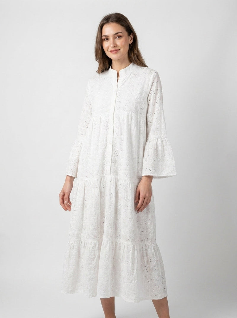 Chikankari Embroidered Maxi Dress | Lit Wears
