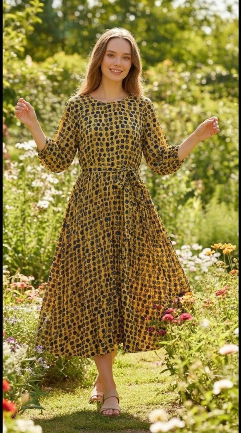 Pleated Mustard Maxi