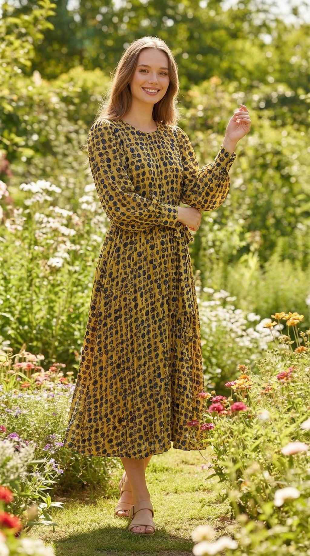 Pleated Mustard Maxi