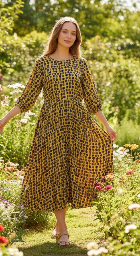 Pleated Mustard Maxi