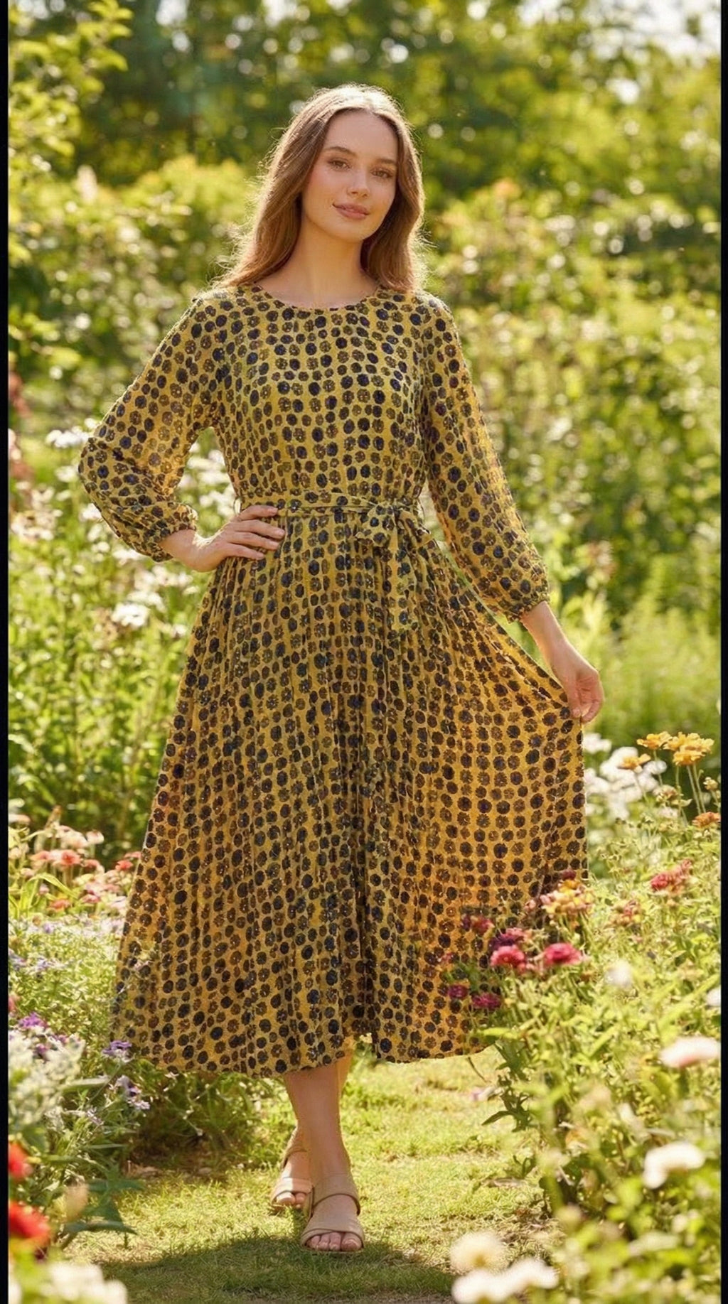 Pleated Mustard Maxi