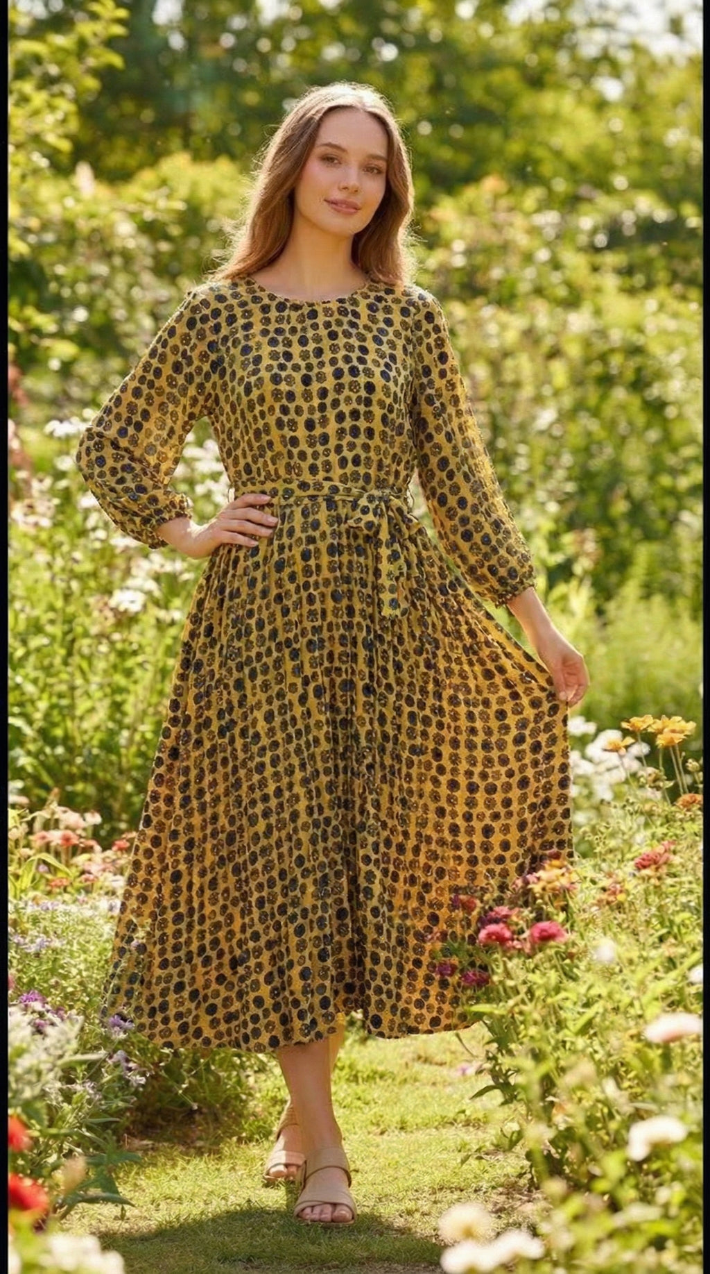 Pleated Mustard Maxi