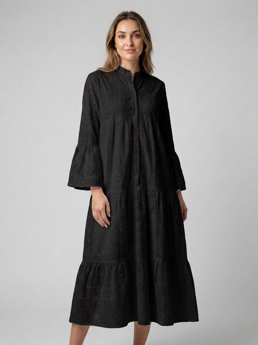 LITWEARS Noir Chikankari — Black Maxi Dress