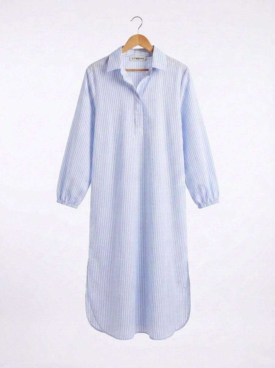 Coastal Stripe Maxi Shirt Dress