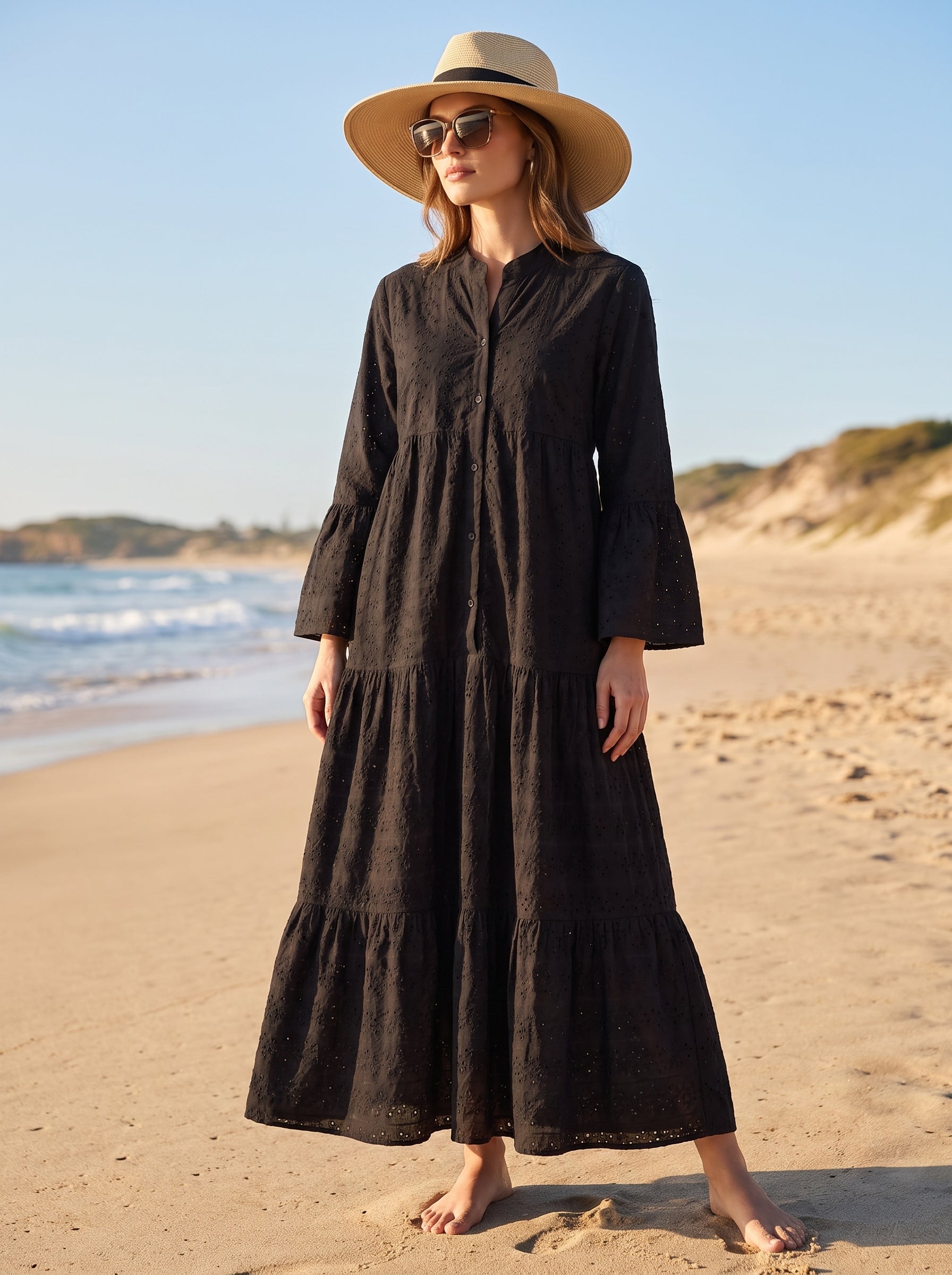 LITWEARS Noir Chikankari — Black Maxi Dress