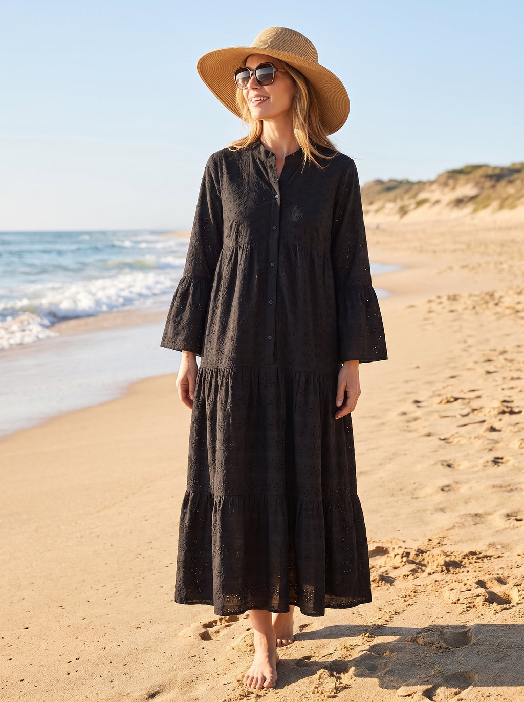 LITWEARS Noir Chikankari — Black Maxi Dress