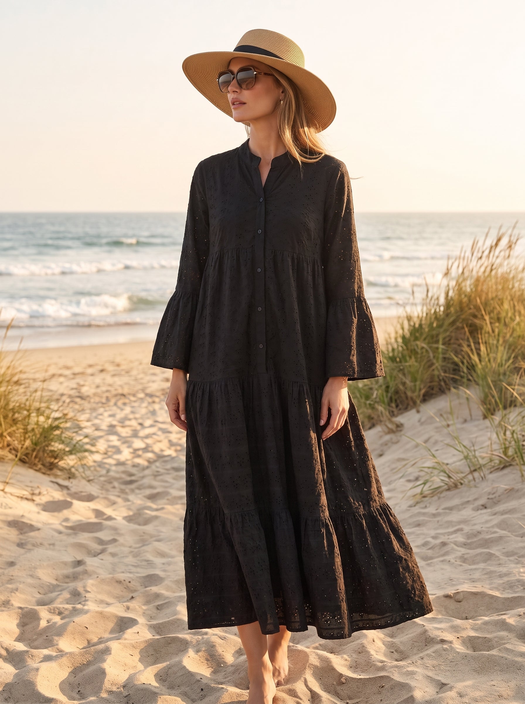LITWEARS Noir Chikankari — Black Maxi Dress
