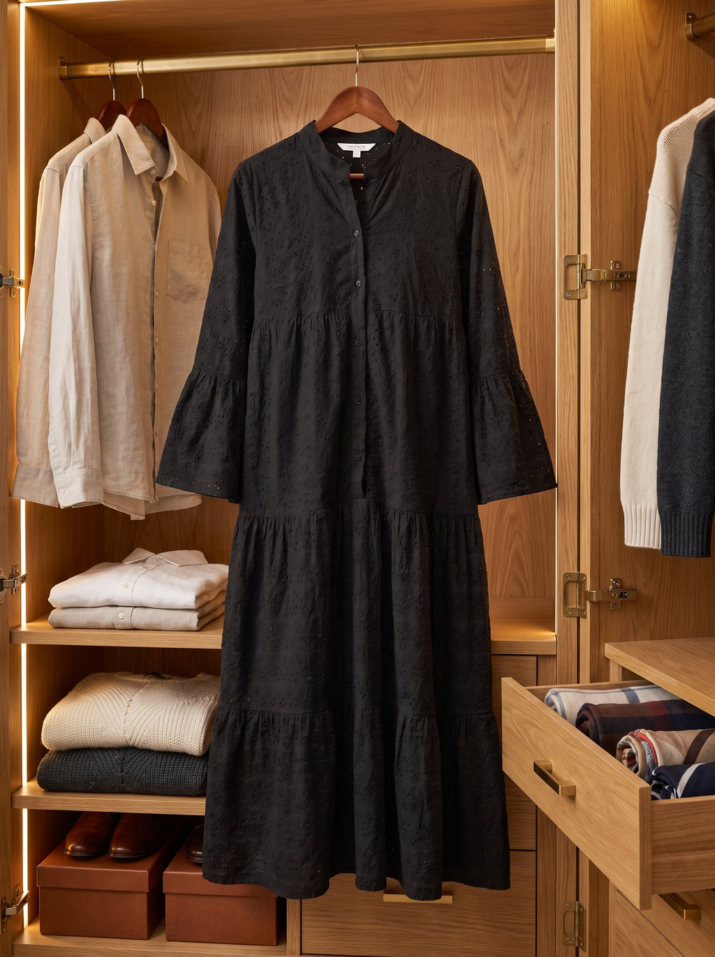 LITWEARS Noir Chikankari — Black Maxi Dress