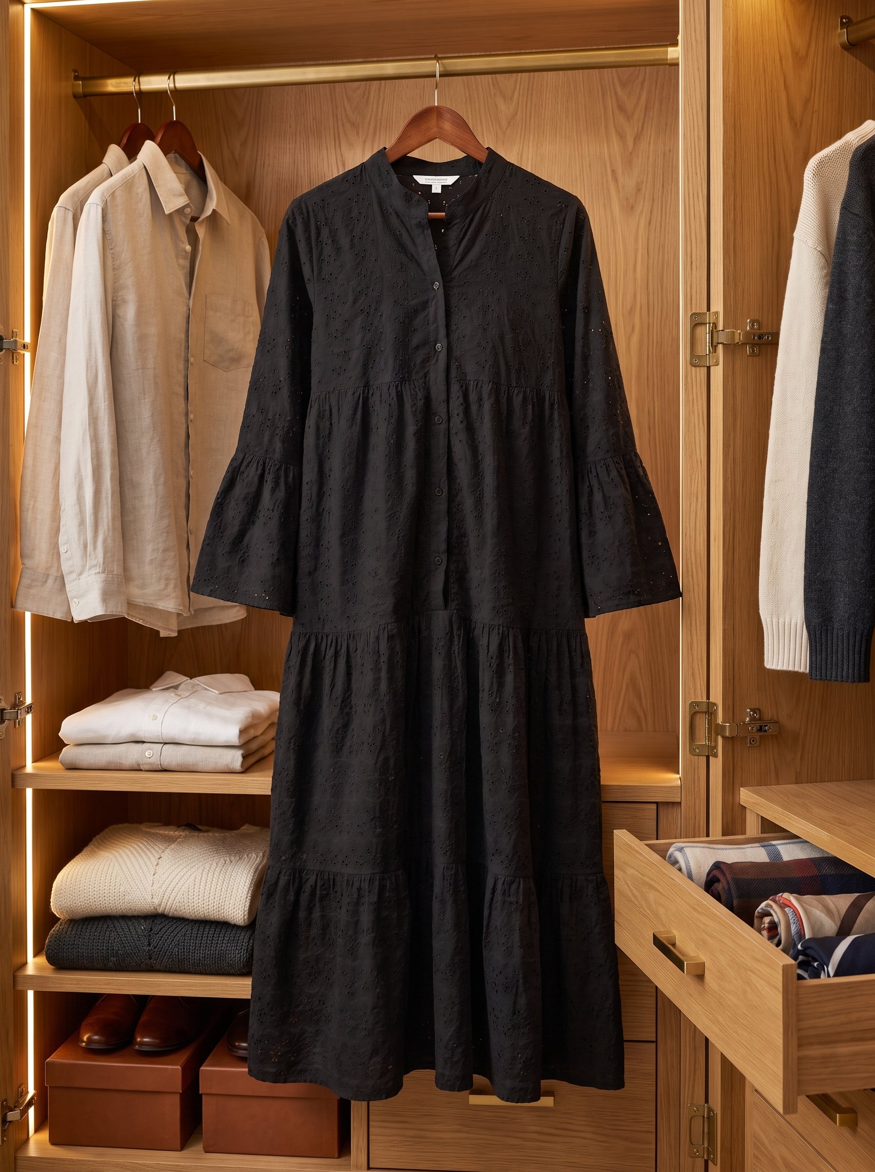 LITWEARS Noir Chikankari — Black Maxi Dress
