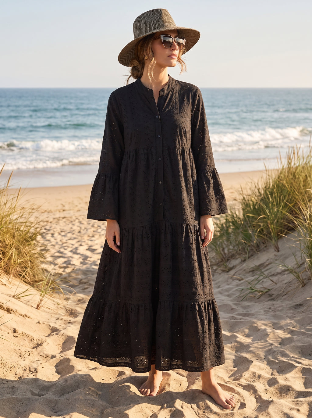 LITWEARS Noir Chikankari — Black Maxi Dress