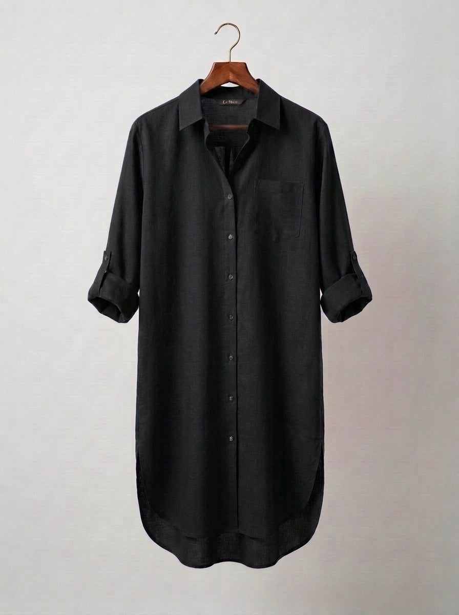 Black Long Roll Up Sleeves Top