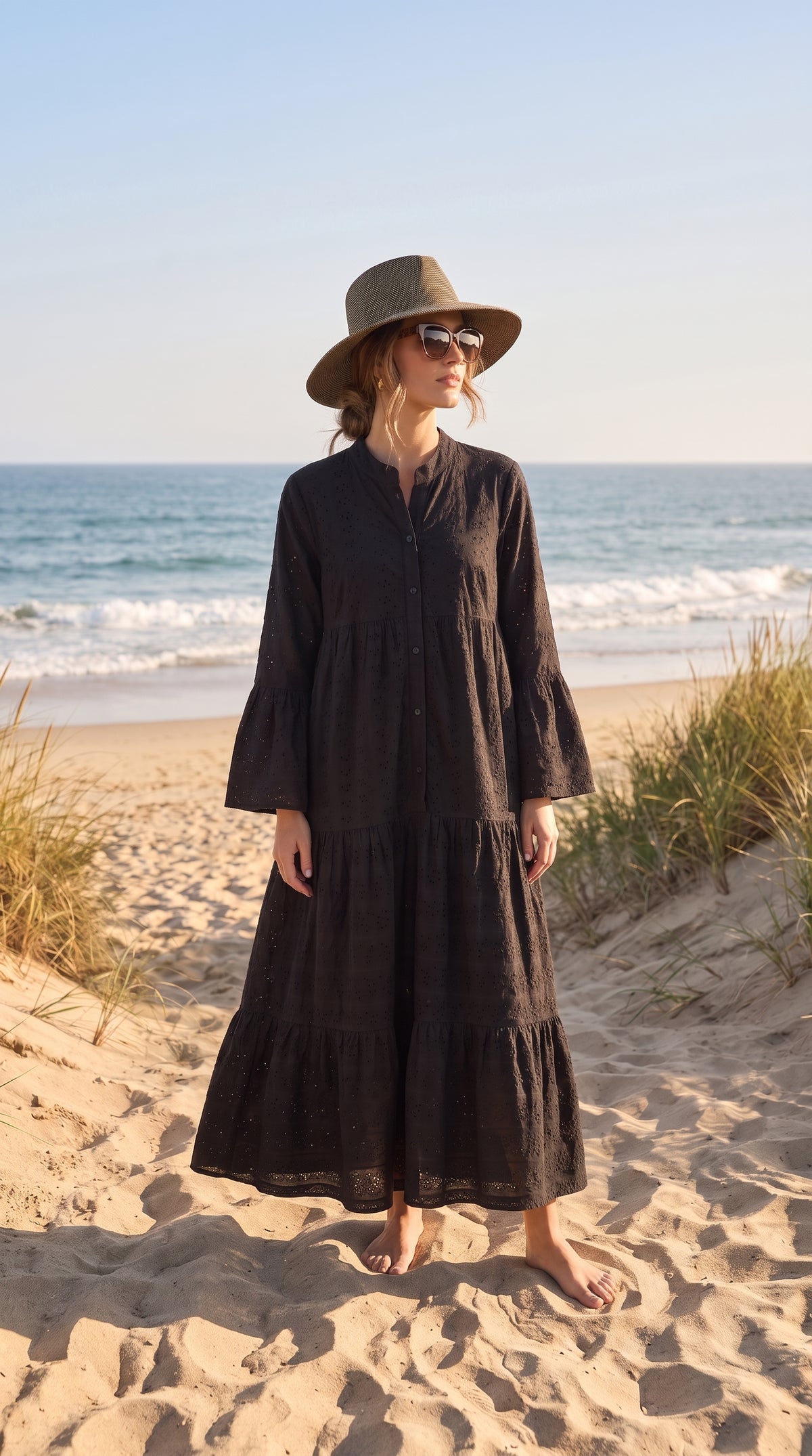 LITWEARS Noir Chikankari — Black Maxi Dress