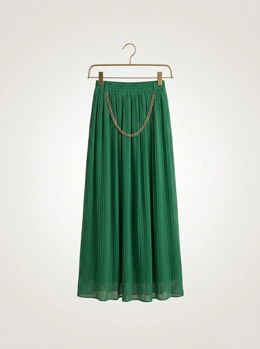 Green Crush Chiffon Maxi Skirt