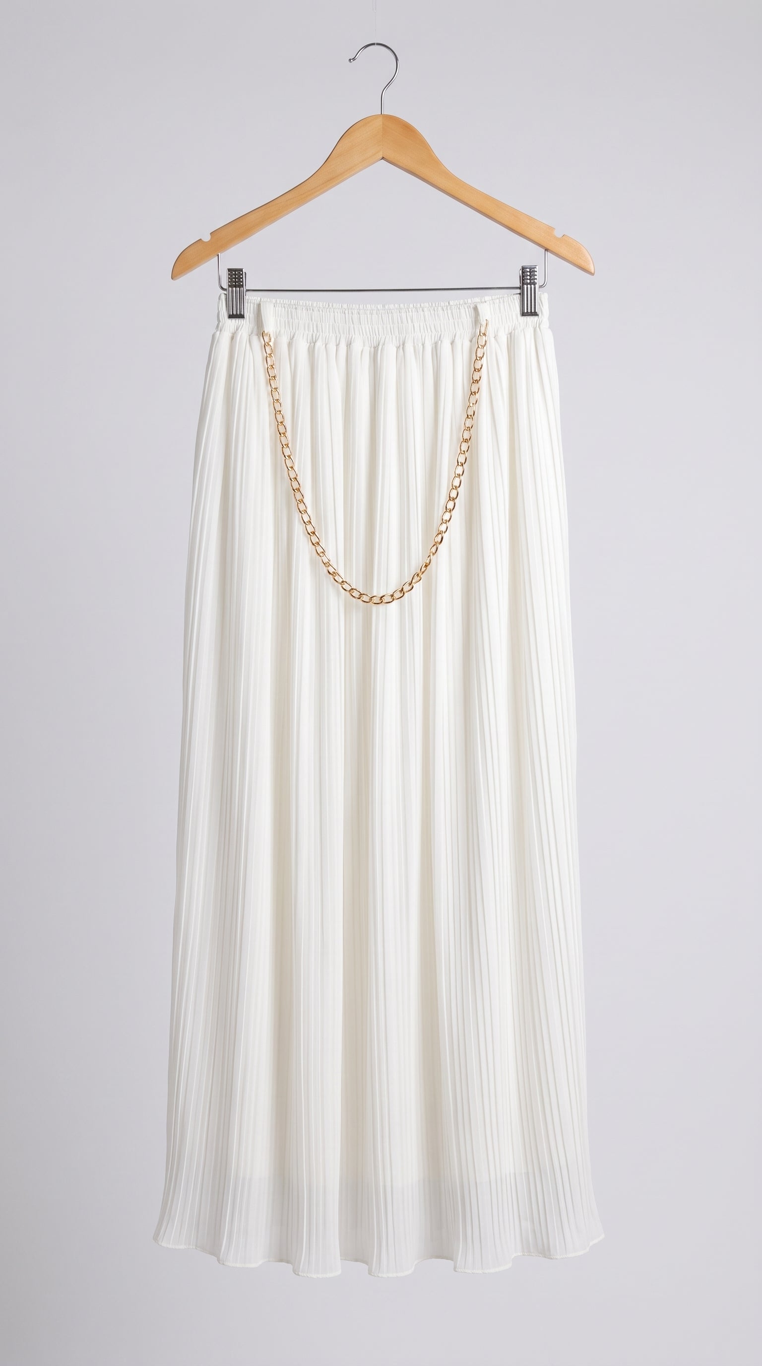 Ivory Pleats Maxi Skirt