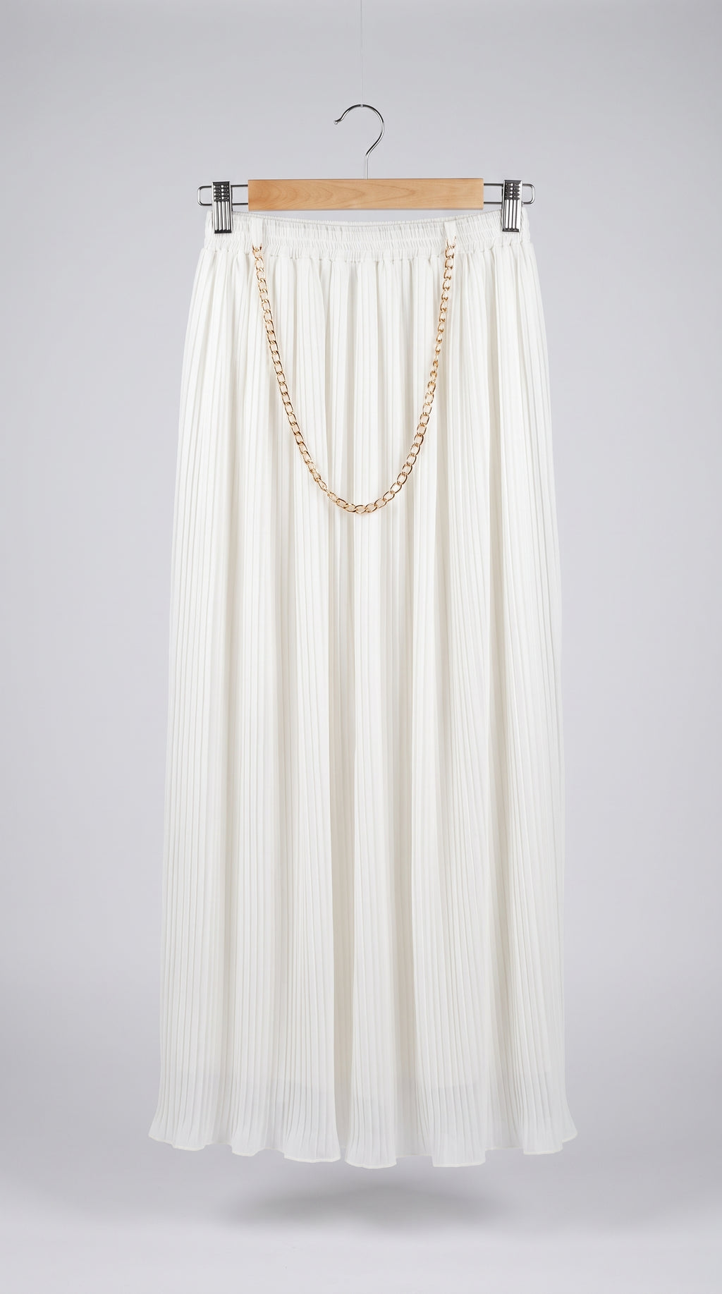 Ivory Pleats Maxi Skirt